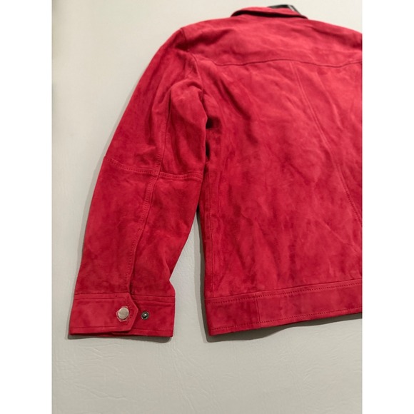 Paul Fredrick Suede Leather Jacket Mens L Red New Zip Front Harrington jacket - Picture 10 of 16